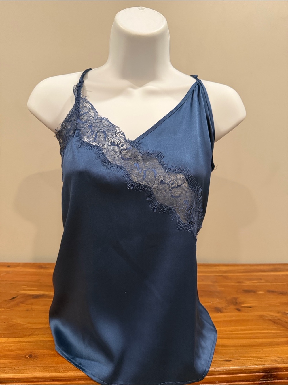 Pinko Blue Satin Lace-Trim Camisole